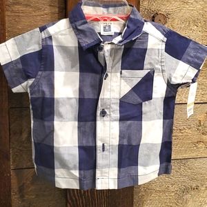 Carter's 6 Months Blue Plaid Button Up Shirt Boys New